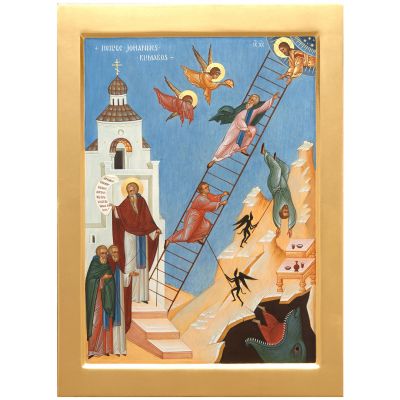 Hand-painted icon of the John the Ladder
