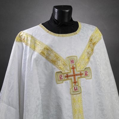 White chasuble with sewn big crosses