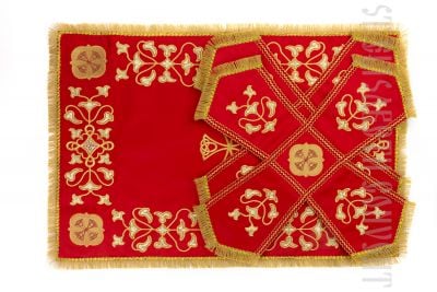 silk chalice covers and veil with embroidery