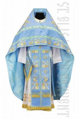 white Russian-style priest vestment with poppies embroidery