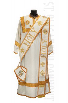 Protodeacon vestment: white sticharion and orarion with golden embroidery