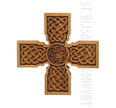wooden celtic carved cross
