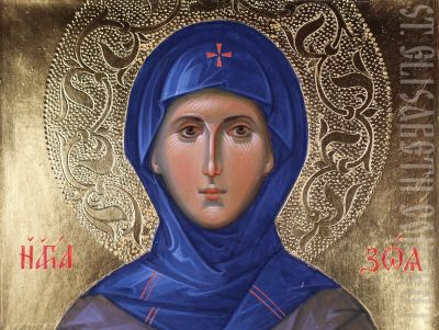 A handpainted Icon of Saint Zoe