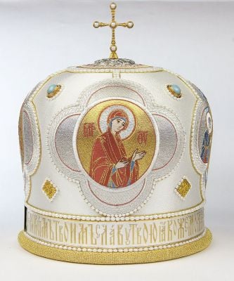 Handmade priest mitre with transfiguration icon