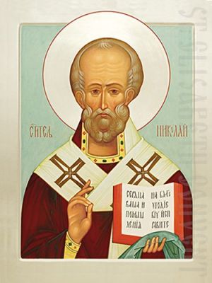 St Nicholas the Wonderworker mounted (printed) icon on wood