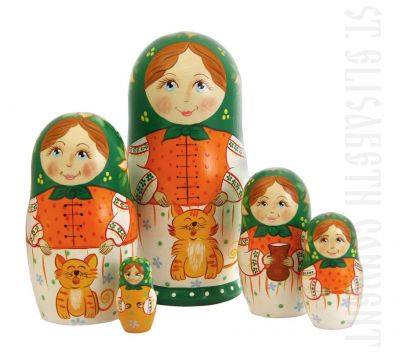 Family and Cat nesting doll