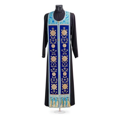 Blue Orthodox priest vestment Russian style Dormition of Theotokos
