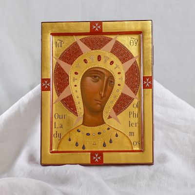 Hand-painted icon of Our Lady of Philermos