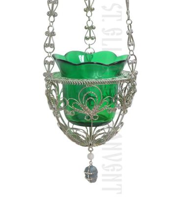 suspended vigil lamp - silver