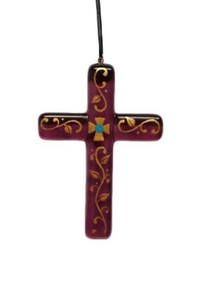 fused glass cross pendant