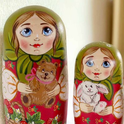 painted nesting dolls with animals