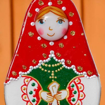 glass pendant nesting doll hand-painted