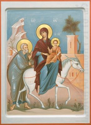 painted icon flight into egypt