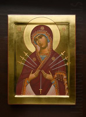 painted icon of the theotokos of the seven arrows