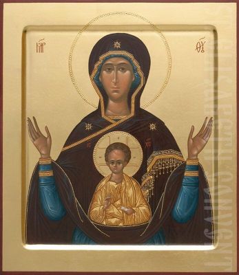 painted icon of the mother of god of the sign