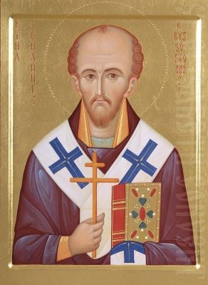 hand painted icon St John Chrysostom 