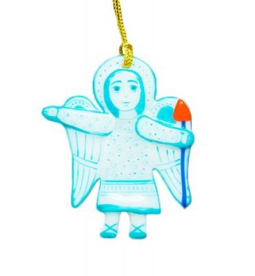 fused glass angel pendant