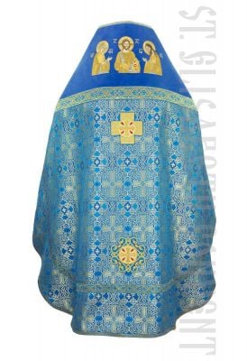 Front view of Blue Russian Style priest vestments