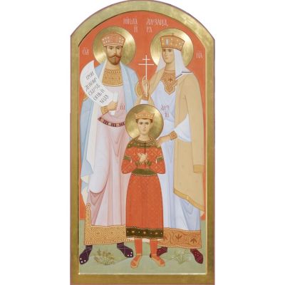 Painted Icon of Holy Royal Martyrs Nicolas, Alexandra And Alexis Of Russia