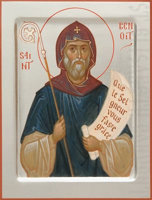 handpainted Icon of Saint Benedict of Nursia