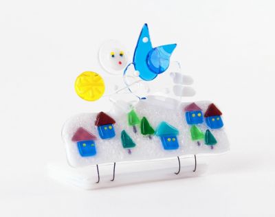 glass candle holder handcrafted for Christmas