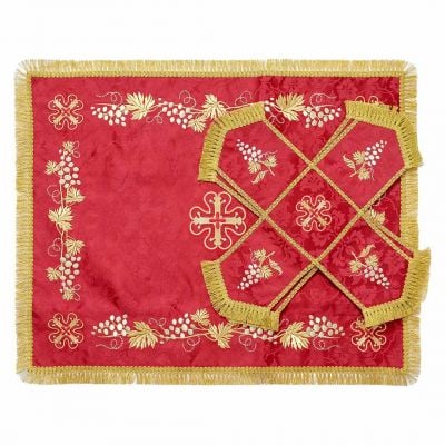 red decorative chalice covers and veils with Grapes embroidery 
