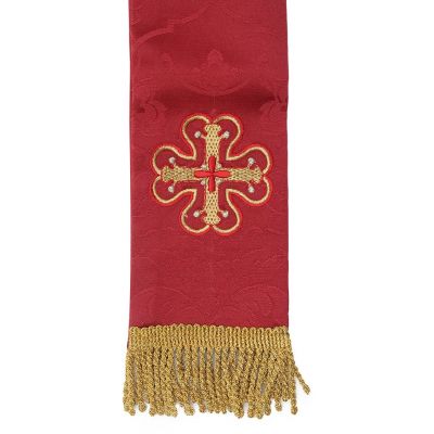 white bookmark with red embroidered cross