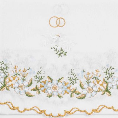 Rushnik with doves rings and flowers 