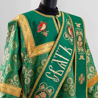 green protodeacon vestment with embroidered orarion