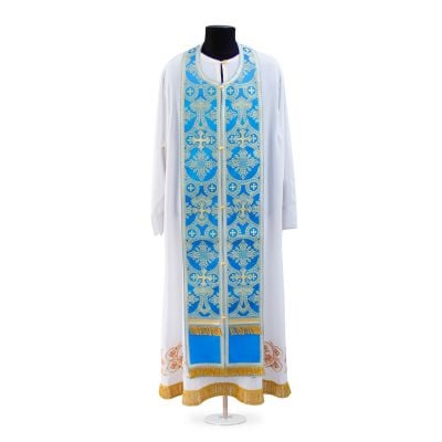 blue russian priest vestment with embroidery deesis