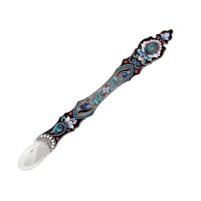 Enamel spoon with semi-precious stones and filigree