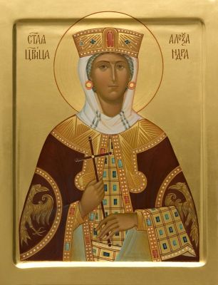 painted with acrylic or tempera paints holy queen alexandra icon