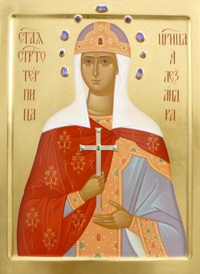 painted with acrylic or tempera paints holy queen alexandra icon