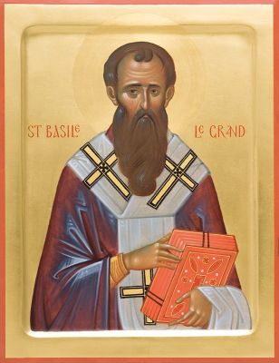 icon of basil tempera acrylic