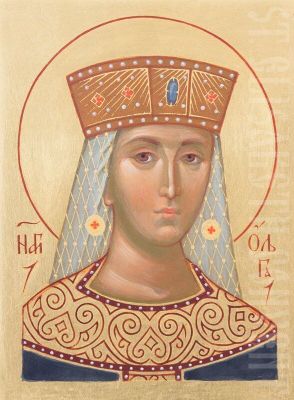 st olga icon made by hands