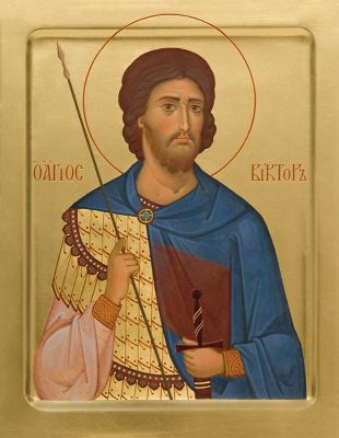 handpainted icon of the holy martyr victor of damascus