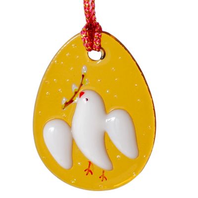 stained glass hanging dove yellow