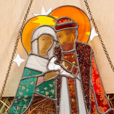 stained glass panel of Sts. Peter & Febronia of Murom