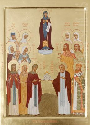 painted icon of the synaxis of diveevo saints