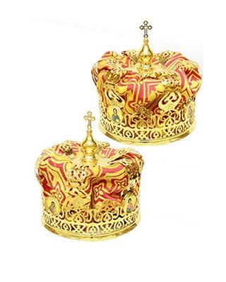 handmade wedding crowns with icons and crosses and patterns