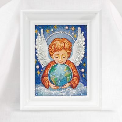 Baby angel holding the earth picture