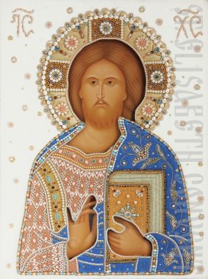 painted wedding icon of the Lord Jesus Christ in a handmade oklad (riza)