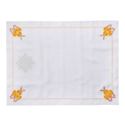  White Church Corporal with Cherubim and Cross (silk threads)