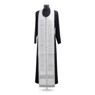Russian Style Priest Vestment with Paschal Embroidery (Blue and Silver Threads)