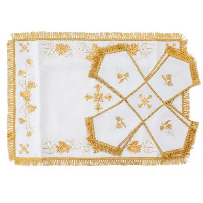 white gabardine chalice covers with embroidery