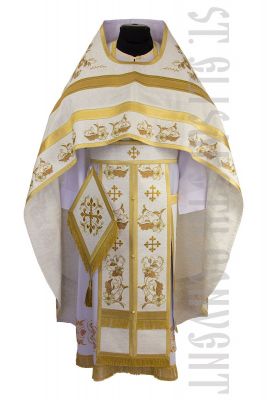 white orthodox priest vestment in russian style