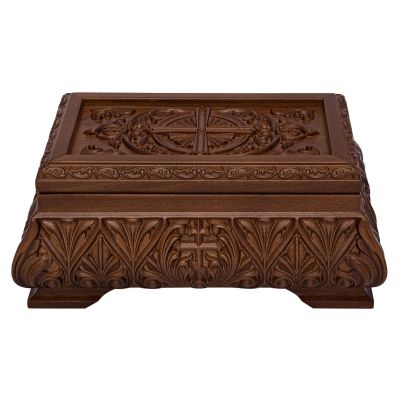 wooden carved reliquary with crosses