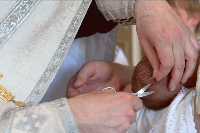 When There's No Hair To Tonsure In Baptism