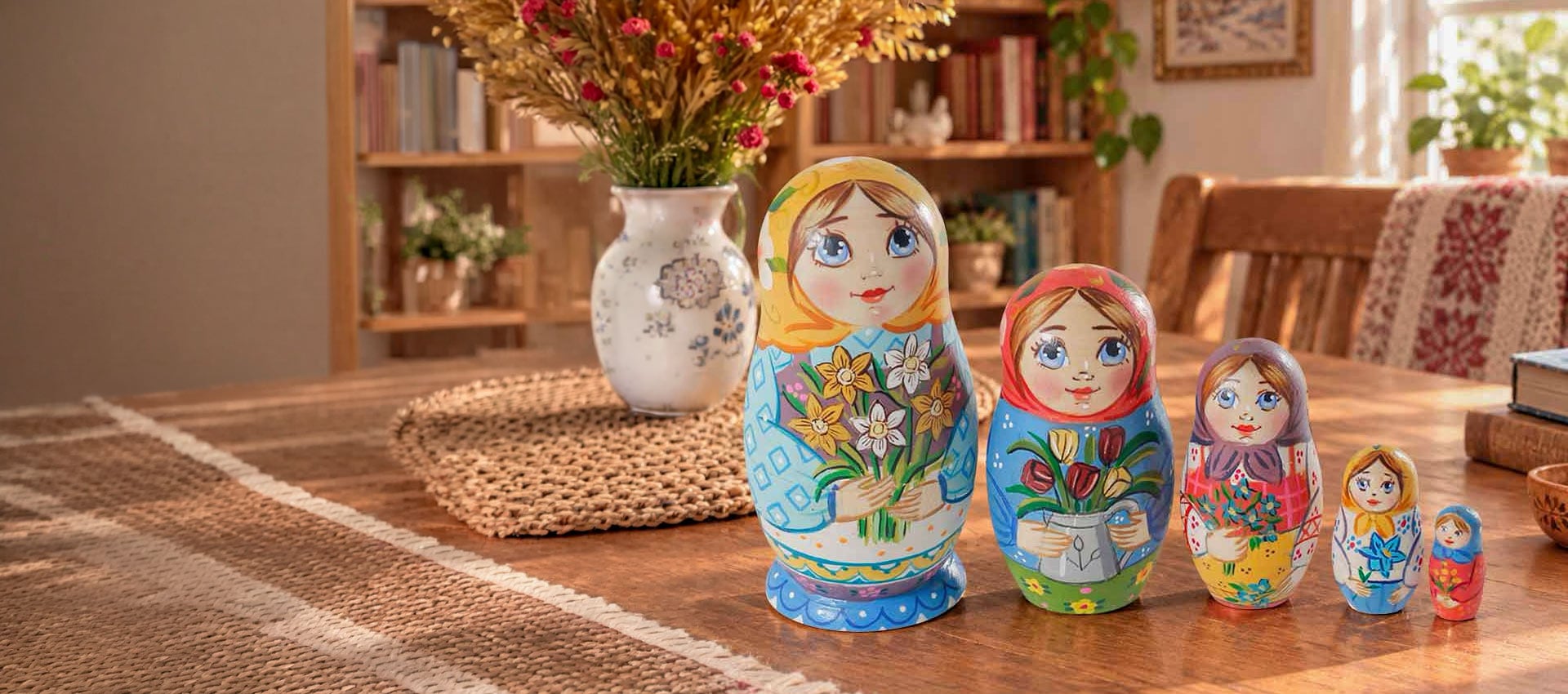 Brightly painted nesting dolls