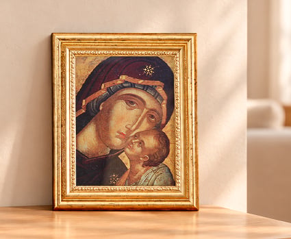 Theotokos saints icons in moulding frames